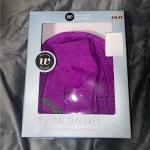 Wayland Square Knit Purple Hat & Gloves Set